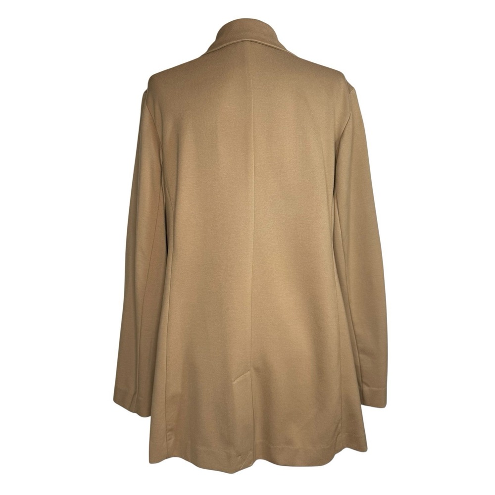 J. Jill‎ Ponte Stretch Knit Blazer Jacket Camel Tan Longline 3 Button L/XL Cozy - Picture 5 of 12